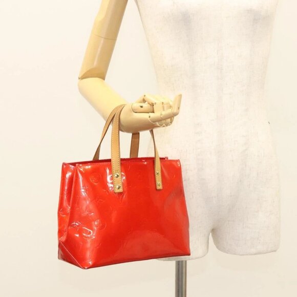 LOUIS VUITTON Monogram Vernis Reade PM Hand Bag Red Rouge - Picture 1 of 16